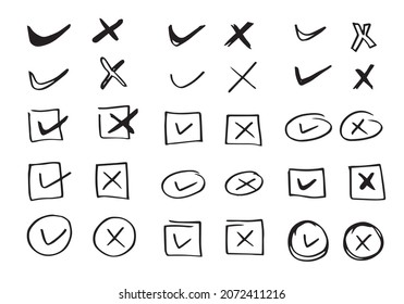 Hand drawn Check mark on white background. Vector illustration.
