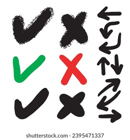 Hand drawn Check mark on white background. Vector illustration.