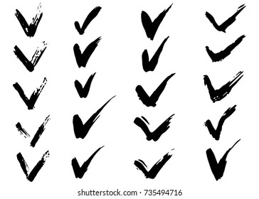 Hand drawn check mark (or tick) symbol, vector, isolated
