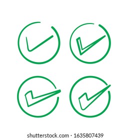 hand drawn Check mark vector icon. Checkmark right symbol tick sign. Ok button correct circle icon.doodle