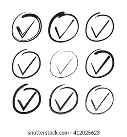 hand drawn check marks, ticks