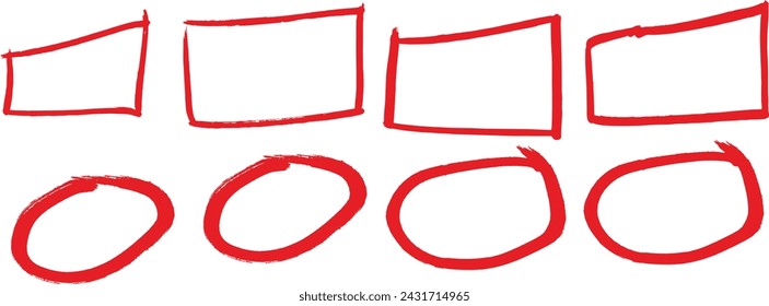 Hand drawn checkbox, examination mark and checklist marks. Check signs sketch, highlight oval frames. hand drawn doodle ellipses. scribble ovals bubbles circle design