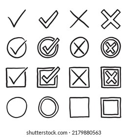 hand drawn checkbox vector illustration set