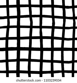 Hand Drawn Checkered Pattern Black