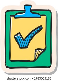 Hand drawn Checklist icon in sticker style vector illustration