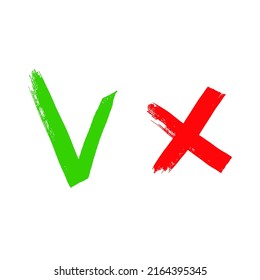 Handgezeichnetes Markierungskreuz Die Doodle-Prüfung markiert Antworten in Test, Bestätigung, Negation-Symbole. Vorlage für Auswahlfelder, Abstimmungsset. Vektorflache Illustration einzeln auf Weiß.