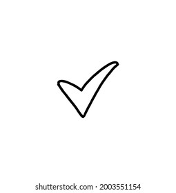 Icono de marca de verificación dibujada a mano. estilo de esbozo, dibujo de doodle. Ilustración vectorial