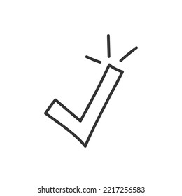 Hand drawn checkmark vector icon. Hand drawn tasks list check-mark done flat sign. Linear document checkmark symbol pictogram