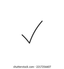 Icono de vector de marca de verificación dibujada a mano. Marca de verificación de lista de tareas dibujadas a mano con signo plano. Símbolo de marca de verificación de documento lineal pictograma