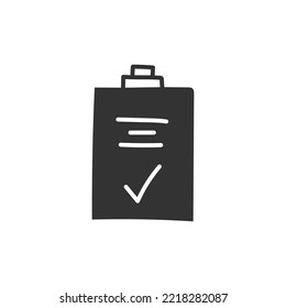 Hand drawn checkmark vector icon. Hand drawn tasks list check-mark done flat sign. Document checkmark symbol pictogram