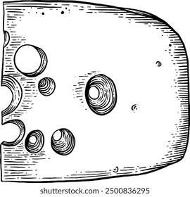 Hand drawn Cheddar Cheese Sketch Illustration