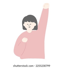 Hand drawn cheer up illustration with hands up.