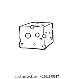 Hand drawn cheese icon doodle vector illustration isolated on white background
