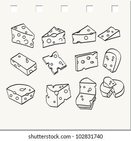 Hand drawn of Cheese set, vector illustration