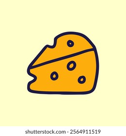 Hand Drawn of Cheese Slice Doodle Vector