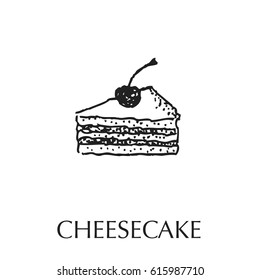 Hand drawn cheesecake icon.