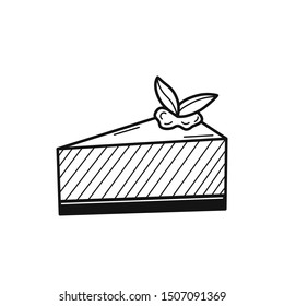 Hand drawn Cheesecake isolated on a white. Great for menu, poster or label. Vector illustration.