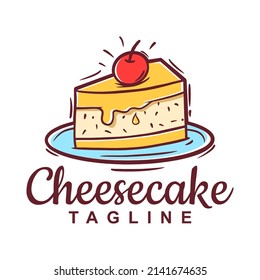 Hand drawn cheesecake logo template