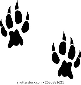 hand drawn cheetah paw print silhouette. Animal footprint in black color.