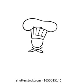 hand drawn chef in cooking hat and kitchen uniform illustration with doodle style vector isolated background