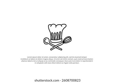 hand drawn chef hat with crossed spoon and whisk