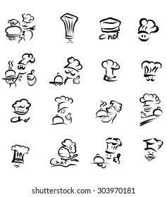 Hand drawn chef hat vector set