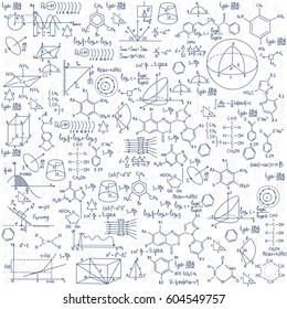 Hand Drawn Chemistry Formulas Science Knowledge Education.