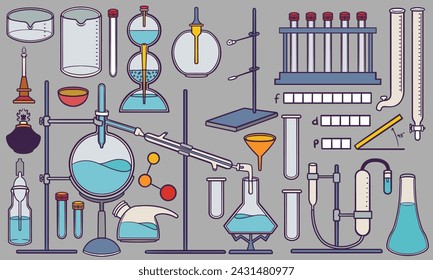 Hand drawn chemistry and laboratory tools for Medical doodle set vector. Health doctor equipment illustration.