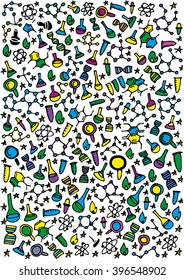 Hand Drawn Chemistry pattern.Vector Illustration