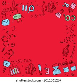 Antecedentes científicos de la química dibujados a mano. Ilustración vectorial.