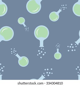 Hand Drawn Chemistry seamless pattern. Science background.