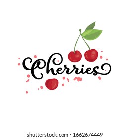 Hand drawn cherries and lettering