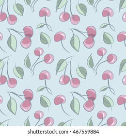 Hand Drawn Cherries Seamless Pattern