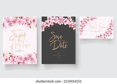 hand drawn cherry blossom invitation card template