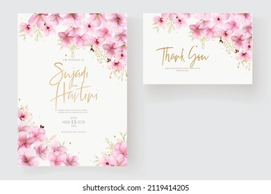 hand drawn cherry blossom invitation card template