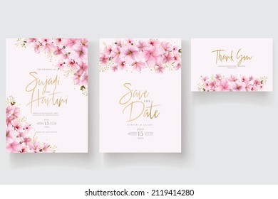 hand drawn cherry blossom invitation card template