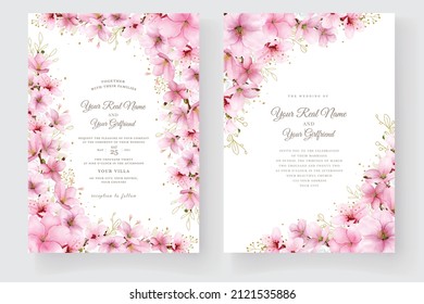 hand drawn cherry blossom invitation card template