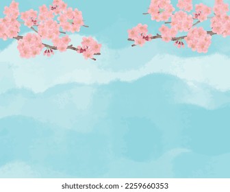 Hand drawn cherry blossom isolated on white background. Watercolor. Hand drawn illustration.