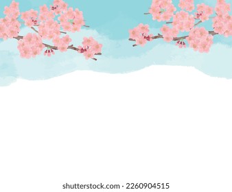 Hand drawn cherry blossom isolated on white background. Watercolor. Hand drawn illustration.