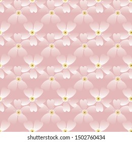 Hand drawn cherry blossom seamless pattern. Japanese spring style geo botanical on stripe background. Soft pink neutral tones. All over print for asian home decor, fashion. Vector swatch repeat.