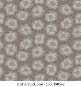 Hand drawn cherry blossom seamless pattern. Japanese spring style geo tossed floral background. Soft grey neutral tones. All over print for asian zakka garden home decor, fashion. Vector swatch repeat