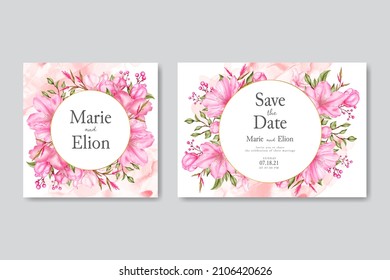 Hand drawn cherry blossom wedding invitation template