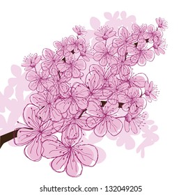 Hand Drawn Cherry Blossoms. EPS 8 vector, grouped for easy editing. No open shapes or paths.