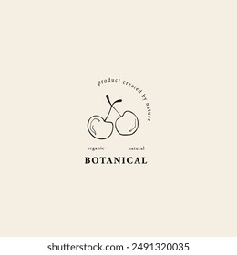 Hand drawn cherry branch logo