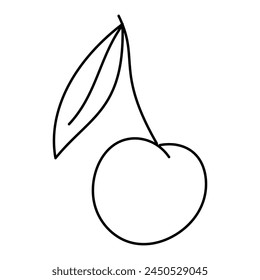 Hand drawn cherry. Cherrie line illustration. Vector isolated on white background.
