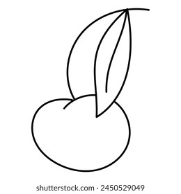 Hand drawn cherry. Cherrie line illustration. Vector isolated on white background.