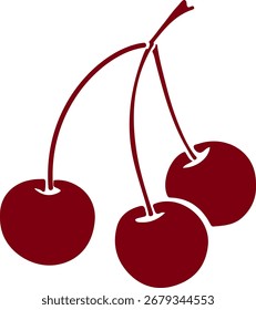 Silhueta de frutos de cereja desenhada à mão, silhueta de frutos frescos coloridos