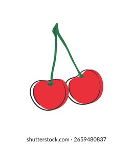Handgezeichnetes Kirschkontursymbol. Handgezeichnete Beere. Vektorgrafik