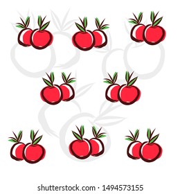 Hand drawn of cherry pattern with white background