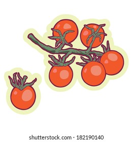 Hand drawn cherry tomatoes cartoon vector.